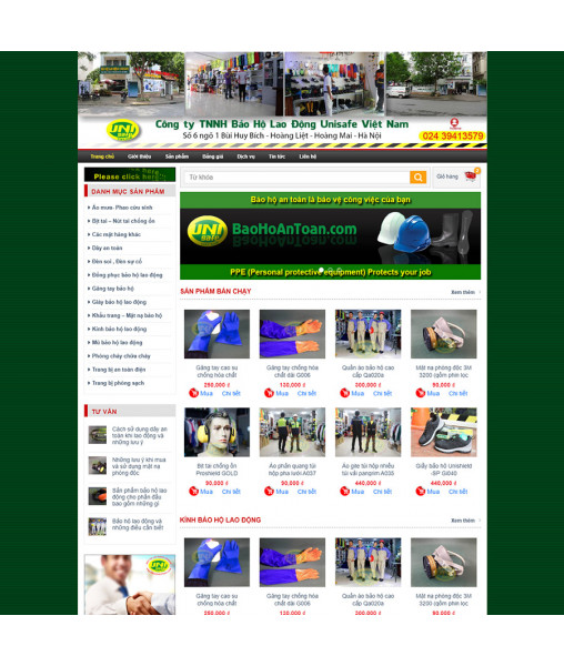 Theme wordpress bán đồ bảo hộ dạng cổ điển