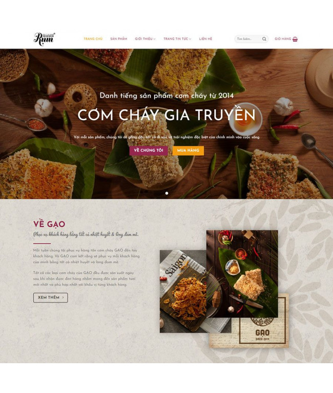 Theme wordpress bán cơm cháy, đồ ăn vặt